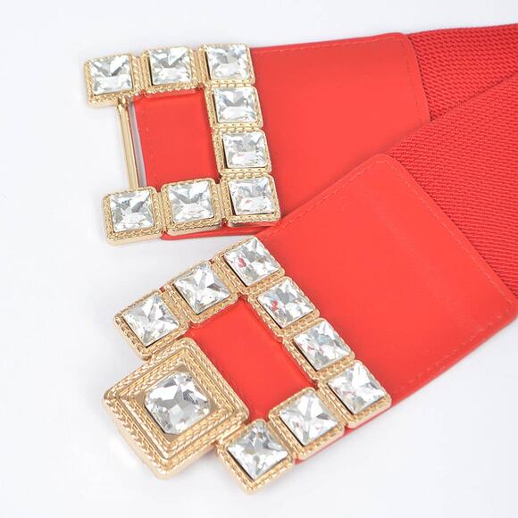Rhinestone Buckles Plus Size Elastic Belt HB8647 main image 4